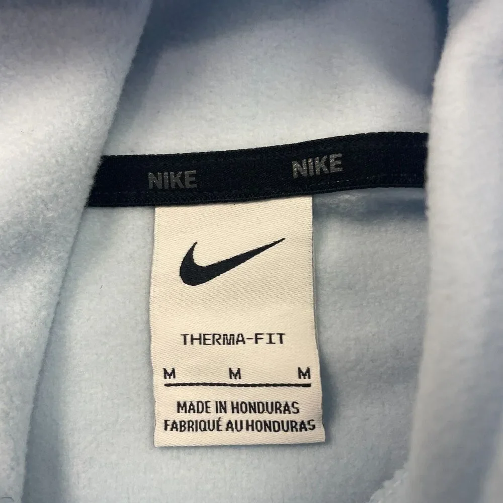 Nike Hoodie Mens Medium Blue Therma Fit Pullover Swoosh Sleeve Pocket